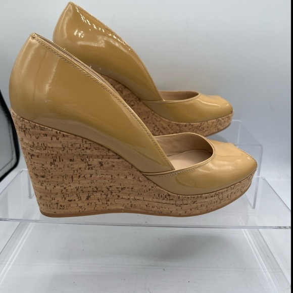 Via Spiga Women’s Size US 8 EU 38 Open Toe Cork Platform Wedge Patent Leather - Picture 5 of 14